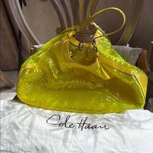 Cole Haan Yellow Tote Bag with Glossy Finish